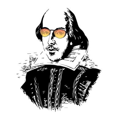 Spoof Vector Drawing of The Bard with Yellow-Tinted Glasses
